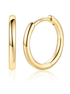 Silvora Gold Huggie Earrings for Women, 10MM Small Gold Hoops with 925 Sterling Silver Posts, Hypoallergenic Cartilage Earrings for Sensitive Ears