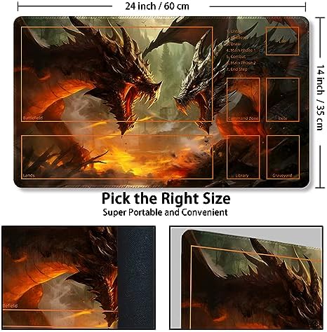 Playmat for MTG, with Free Storage Bags,Game Mat 24 x 14 inches, TCG and Board Game Mat for Cards,Mousepad Desk Mats (with Zones,Magic Mat 15)