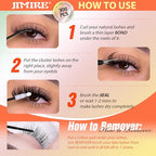 JIMIRE 300Pcs Lash Extension Kit 60D+80D+100D Thick Mink Eyelash Extension Kit with Lash Bond and Seal and Tweezers Fluffy D Curl 10-18MM Lash Clusters Kit DIY Individual Lashes Beginners Friendly