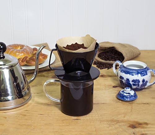 Fino Pour-Over Coffee Brewing Filter Cone, Number 1-Size, Black, Brews 1 to 2-Servings
