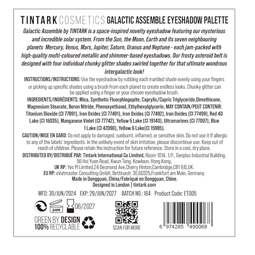 Galactic Assemble Eyeshadow Palette 14 Colors Glitter Shimmer Metallic Eye Shadow Pallet Brown Blue Galaxy Eye Makeup Palettes Create Space-like Eyes Make up Vegan & Talc Free