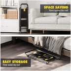 KINGRACK 2 Step Ladder, Sturdy Steel Step Stool with Safe-Lock Design, Handrail, Anti-Slip Wide Pedals, Pass 800lbs Load Testing, Folding Portable Ladder for Multi-Purpose, Home, Kitchen, Black