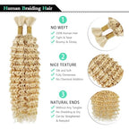 613 Blonde Braiding Hair 100g Deep Wave Bulk Human Hair Brazilian Virgin Curly Human Hair Extensions for Boho Braids No Weft 2 Braids Per Pack Wet and Wavy Human Hair Braiding Hair (#613, 20 inch)