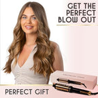 ELLA BELLA® Heated Round Thermal Blowout Brush • Negative ION Plasma Thermal Hot Hair Brush • Volumizer Styler & Curler in 1 • Fast HeatUp • Dual Voltage International Use • Swivel Cord, Auto ShutOff