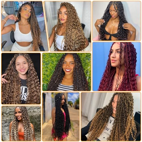Human Braiding Hair Water Wave Bulk Human Hair For Braiding No Weft Wet And Wavy Human Hair Braiding Hair Extensions For Boho Braids 2 Bundles Human Hair Per Pack 100g (26inch, #4)