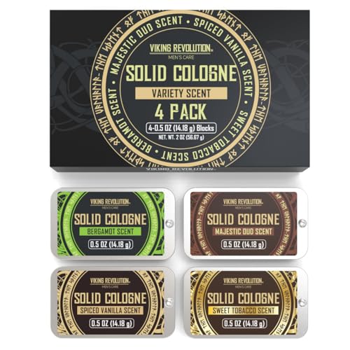 Viking Revolution 4 Pack Mens Solid Colognes Men Bundle of 2 - Balm Cologne for Mens Cologne Balm Travel Cologne Wax - Cologne for Men (0.5 Oz each)