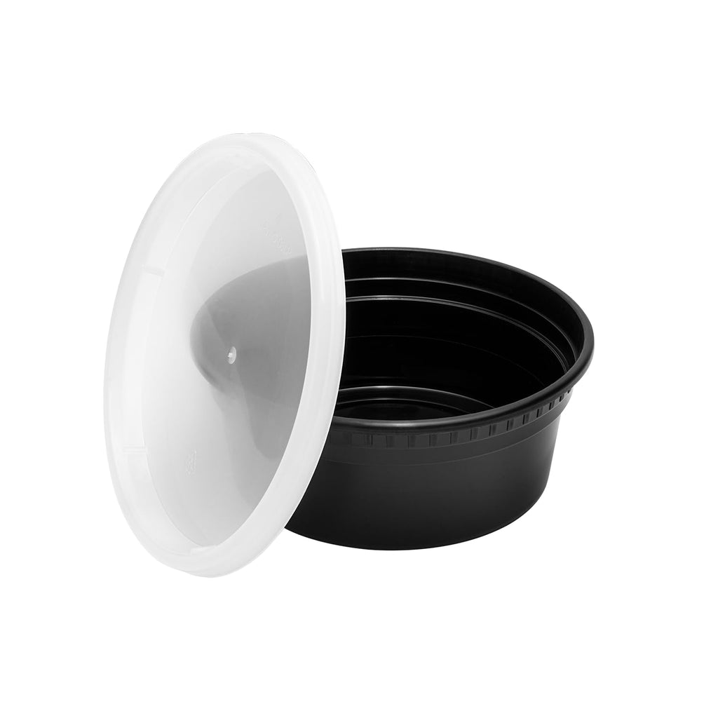 Karat [8oz - 240 ct Black PP Injection Molded Round Deli Containers with Lids (FP-IMDC8-PPB)