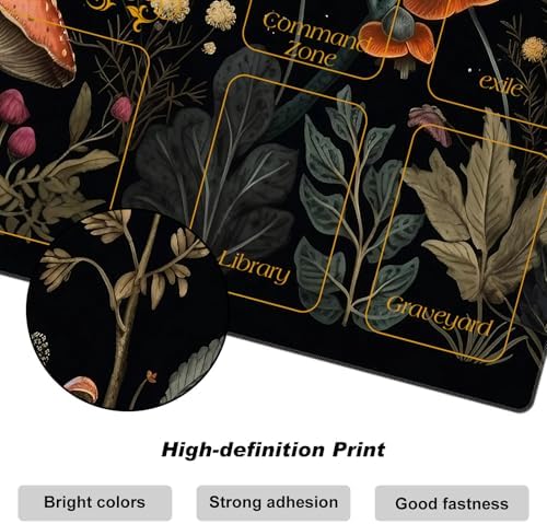 DEGDFSGR for MTG Playmat with Zones 27.5" x 15.98" for TCG Playmat MTG Mat Non-Slip Rubber Base Commander Playmat for Magic The Gathering Playmat Iorcana Trading Card Game, Mushroom Red Flower