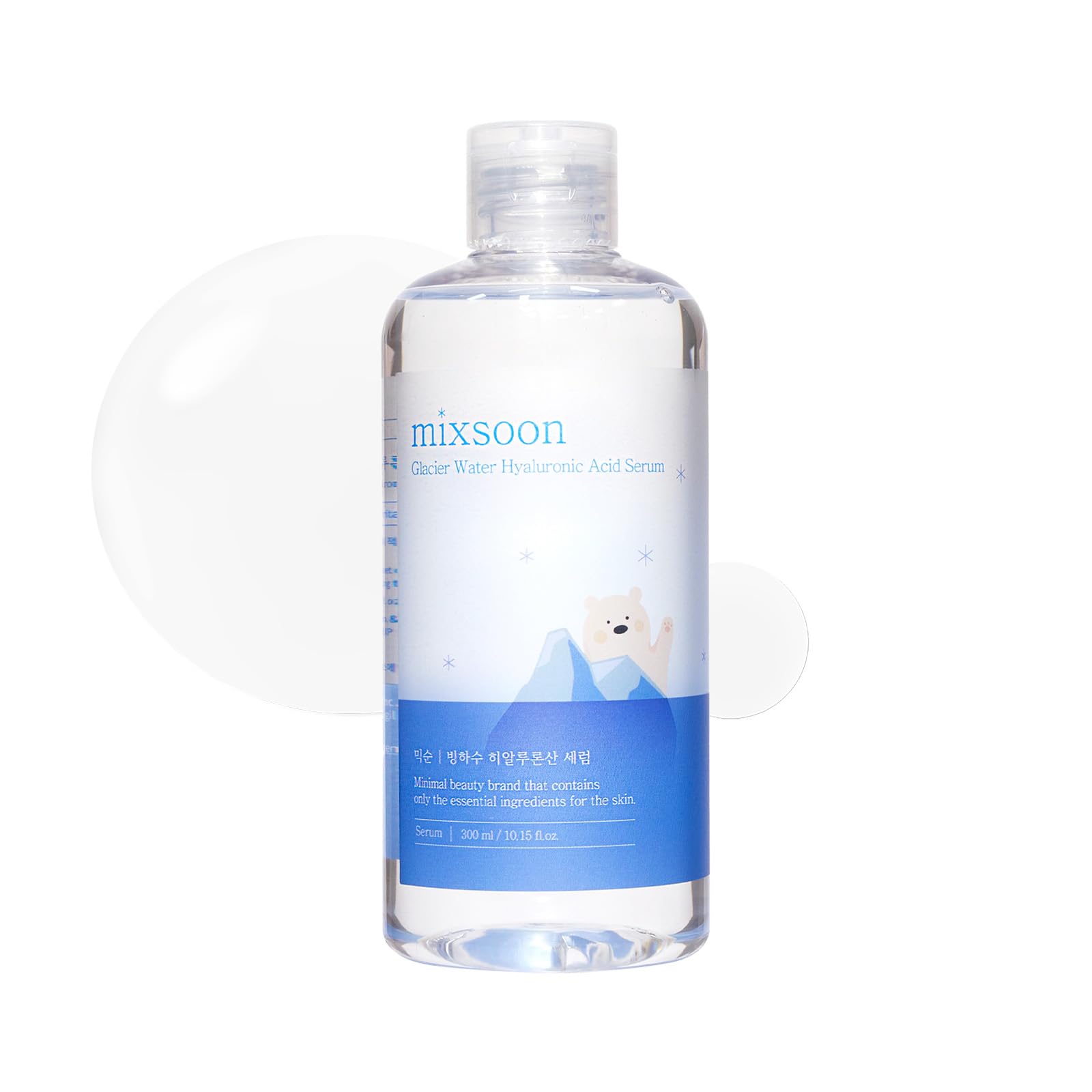 mixsoon Glacier Water Hyaluronic Acid Serum-Deep Hydration and Cooling for Face, Hydration Booster, Refreshing Lightweight Texture 300ml / 10.14 fl.oz. Korean Glass Skin Care