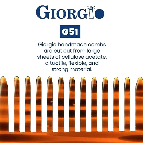 Giorgio G51 Wide Tooth Combs for Women Detangling Comb, Wide Teeth Pocket Comb for Thick Curly Wavy Hair. Hair Detangler Comb For Wet and Dry Everyday Care. Handmade, Saw-Cut and Hand Polished (3.75")