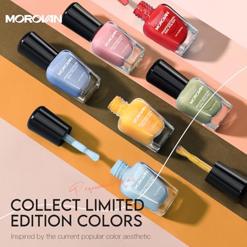 Morovan Nail Polish Set Fingernail: Quick Dry Nail Polish Kit Regular Nail Polish Bulk 0.25 oz Finger Nail Polish Pack Glossy Toenail Polish DIY Gifts for Women