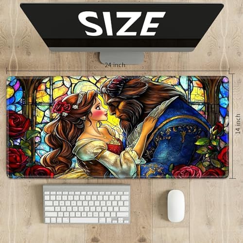 Playmats for Magic: The Gathering MTG Card Game Mat Plus 50 Pcs Card Sleeves, 24 x 14 inch TCG Mat with Stitched Edge for Commander Deck Duskmourn Board Game, Heiress Beast Red Rose