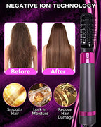 5 in 1 Hair Dryer Brush, Negative Ion Electric Hot Air Blow Dryer Brush Comb (black-red)