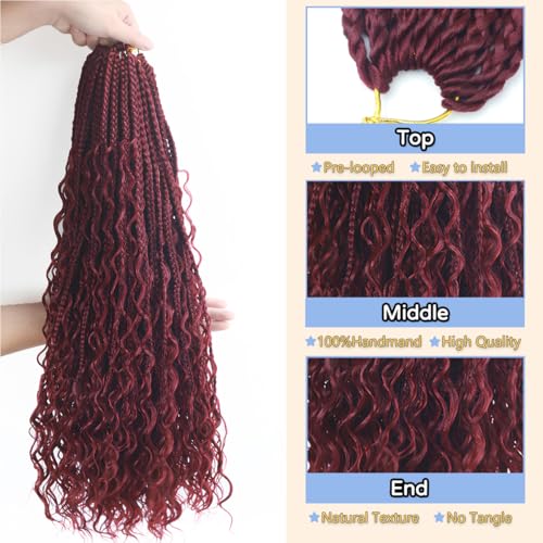 24 Inch Goddess Box Braids Crochet Hair 8 Packs Boho Crochet Braids for Black Women Boho Box Braids Crochet Hair Bohemian Crochet Box Braids Hair Extensions (24inch, Bug#)