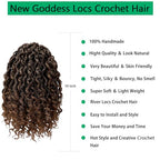 Faux Locs Crochet Hair 10 Inch Ombre Goddess Locs Crochet Hair for Women Soft River Locs Curly Pre Looped Crochet Braids with Curly Ends Boho Hippie Locs Synthetic Hair Extensions(6 packs, 1b/30)