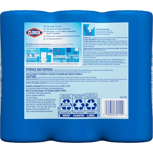 Clorox 30112 Disinfecting Wipe, Fresh/Lemon Fresh Scent (525 Count)