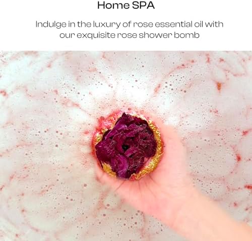 Bath Bombs Gift Sets- 6 Fizzies Luxury Large Size with Real Flowers and Natural Organic Essential Oil for Bubble SPA Bath, Self Care Gifts for Women, Mon, Daughter, Girlfriend,Pack of 6 (Rose)