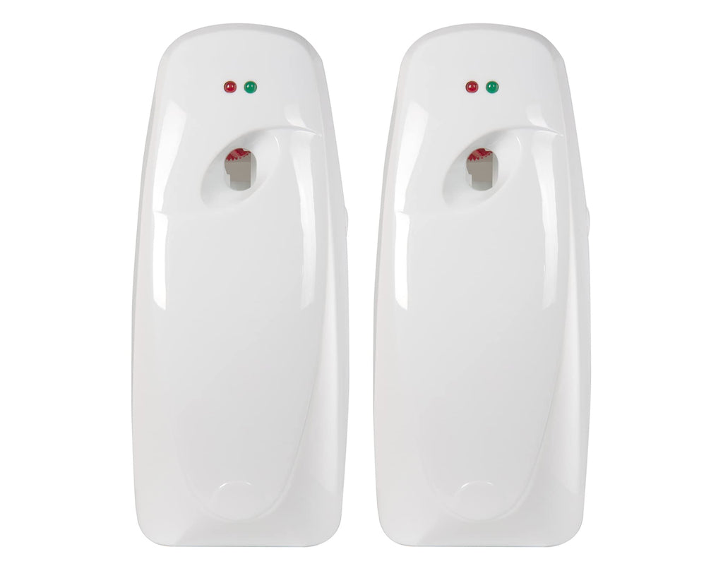 Automatic Air Freshener Spray Dispenser (2-Pack) Wall Mounted or Free Standing, Commercial and Home Use, Multiple Time Scent/Mist Release Settings for Room/Restroom Sprayer (White)