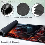 for MTG Game Playmat, for Magic TCG Rubber Play mat,Tabletop Card Playmats with Smooth Surface,Trading Card Inked Game Mat with Zones,Battle Game,Fire Dragon