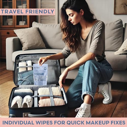 Brookstone Individual Makeup Remover Wipes - Ultra Soft, Makeup Remover Wipes Individually Wrapped, Gently Cleanse & Remove Makeup, 40 Count Makeup Wipes Individually Wrapped