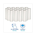 Boardwalk 16 Gallon High-Density Can Liners - 1000 Count Bulk Commercial Trash Bags, 6 Micron Star-Seal, Coreless Perforated Roll, Clear (24"x33")
