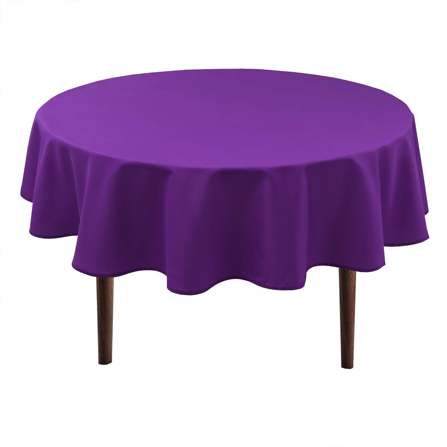 Hiasan Round Tablecloth 80 Inch - Waterproof Stain Resistant Spillproof Polyester Fabric Table Cloth for Dining Room Kitchen Party, Royal Purple