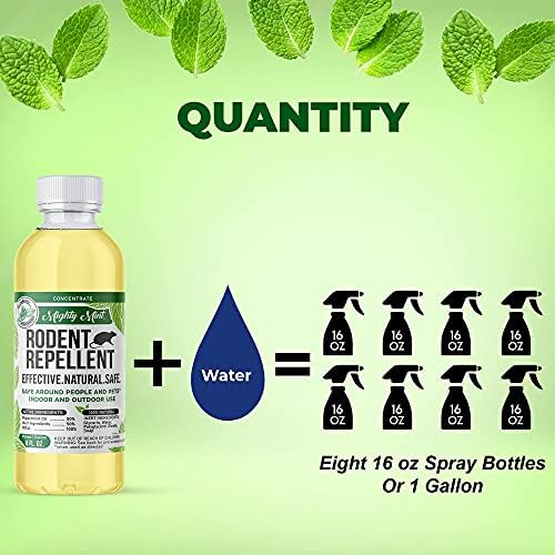 Mighty Mint 8 oz Peppermint Rodent Repellent Concentrate - Makes 1 Gallon - Natural Spray for Rats, Mice, and More.