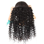 Brazilian Hair Deep Wave 3 Bundles with Frontal 13x4 Free Part Lace Frontal 100% Virgin Human Hair Bundles Brazilian Hair Extensions Natural Black Color (16 18 20+14)
