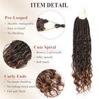 Boho Box Braids Crochet Hair 8 Packs Boho Crochet Braids Pre Looped 1B/30 Goddess Box Braids Crochet Hair for Black Women 14 Inch Boho Braids Crochet Hair Extension