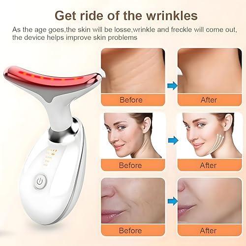 Facial and Neck Massager Red Light for Face Beauty 7 in 1 Color Led Facial Sculptor Device Neck Chin Sculptor Lifting Device Face Vibrating Massager Tool Wrinkle Remover