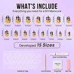 BTArtbox Press On Nails Short - Halloween Press On Nails Oval Fake Nails with Nail Glue, Fit Perfectly & Natural False Nails in 15 Sizes Soft Gel Glue On Nails Kit, Waves Chess