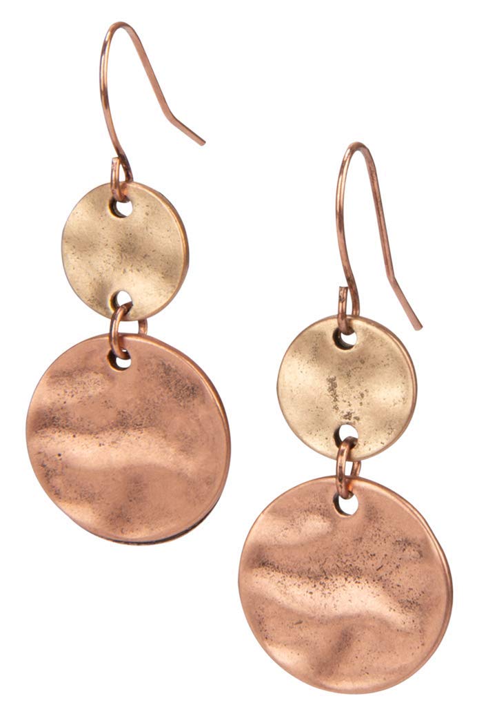 SPUNKYsoul Tribal Boho Dangle Earrings, Handmade Mixed Metal Drop Style (Sienna 2 Pack)