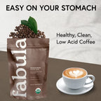 Fabula Low Acid Coffee Beans Whole, USDA Organic Coffee Beans Medium Roast - Non-GMO - No Molds - Mycotoxins Pesticides Free - Single Origin Coffee - 12 oz