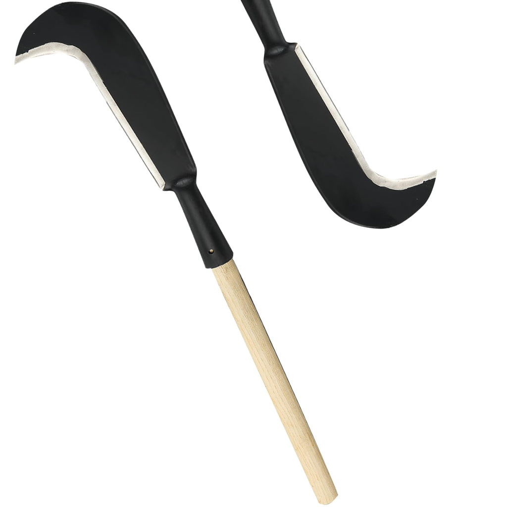 Sickle Garden Tool, Steel Billhook Machete Knife for Cutting Trees Heavy Duty, Hand Grass Weeding Sickle Knife with Wooden Handle for Yard Work