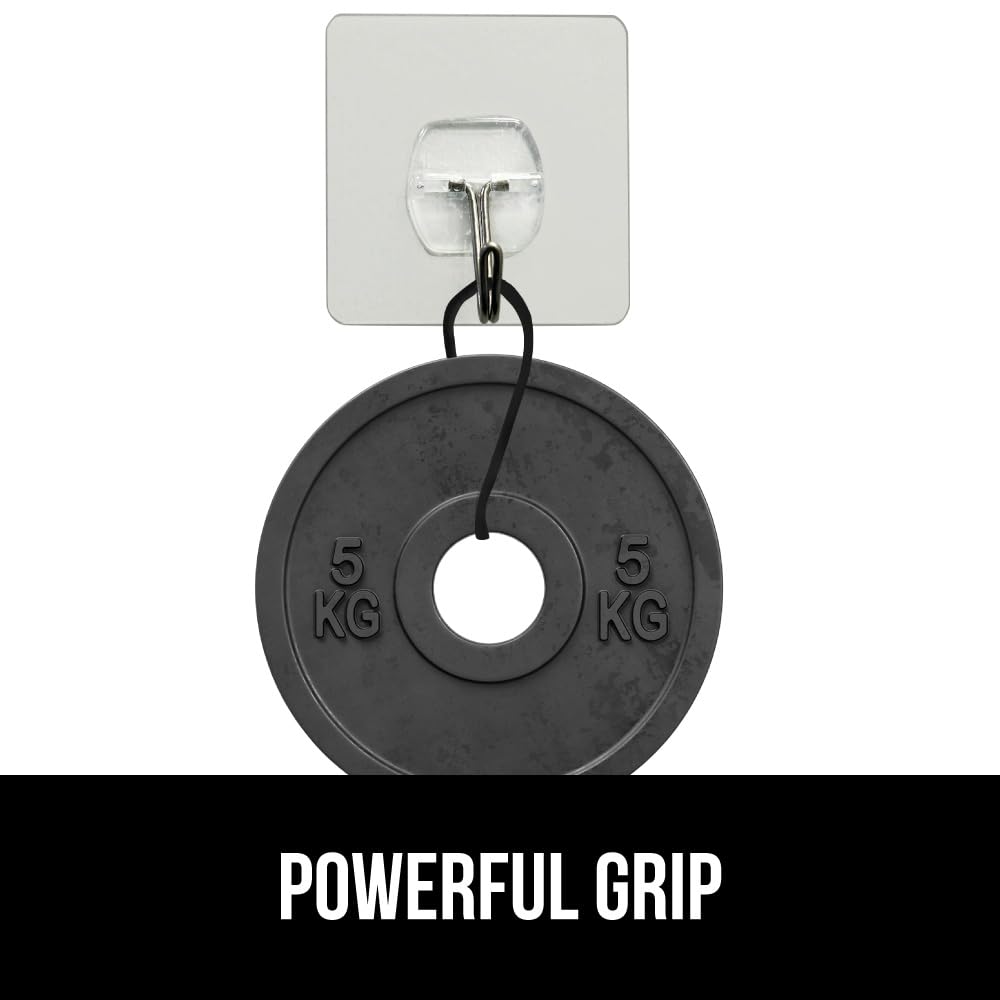 GORILLA GRIP Heavy Duty 25lbs Extra Grippy Reusable Wall Hooks for Hanging, Easy Install Strong Stick on Removable Hook, No Nail Damage, Multi-Surface Use for Decorations, 5 Pack, Metal