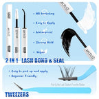 Lash Clusters Kit 9mm-16mm Eyelash Clusters C curl Lash Extension Kit Individual Lashes Cluster DIY Wispy Volume Lashes Natural Eye Lash Clusters False Mink Lash Trays with Lash Bond&Tweezers