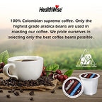 Healthwise Low Acid Unflavored Decaf, Chemical-Free Swiss Water Process, 99.9% Caffeine Free, 100% Colombian Coffee K-Cups – Medium Roast, Healthier Coffee for Sensitive Stomachs - 72 Count (Pack of 6)