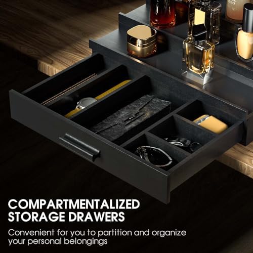 Sephyroth Wooden Cologne Organizer for Men 3 Tier of Elevated Cologne Display Shelf with Drawer Storage Perfume Organization and Storage Display Risers,Great Gift for Man(Black)