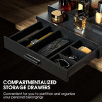 Sephyroth Wooden Cologne Organizer for Men 3 Tier of Elevated Cologne Display Shelf with Drawer Storage Perfume Organization and Storage Display Risers,Great Gift for Man(Black)