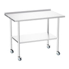 Atelicf NSF Stainless Steel Prep Table 30X48 inch, Backsplash & Casters