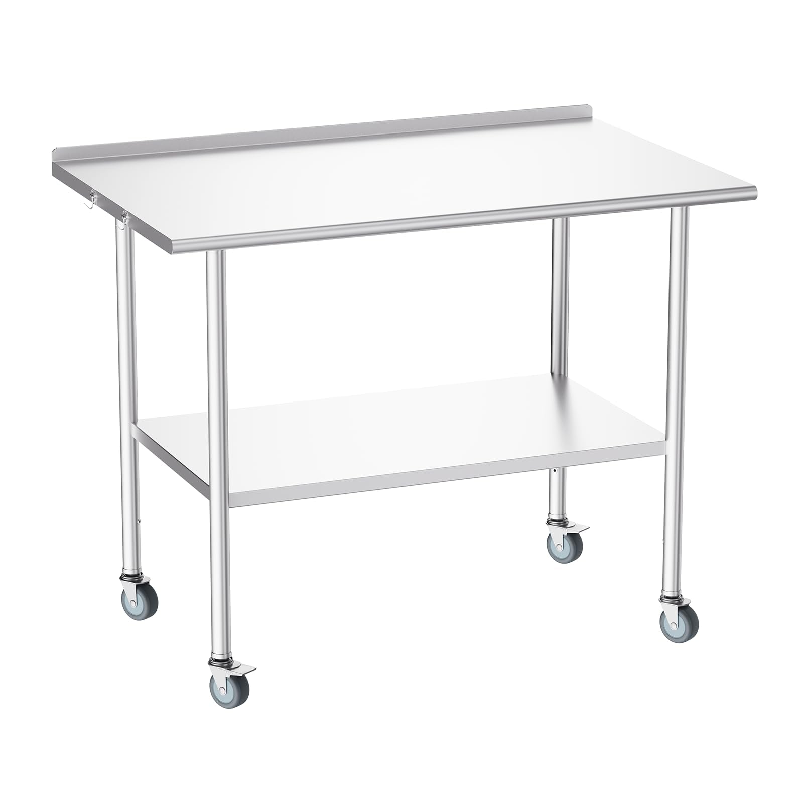 Atelicf NSF Stainless Steel Prep Table 30X48 inch, Backsplash & Casters