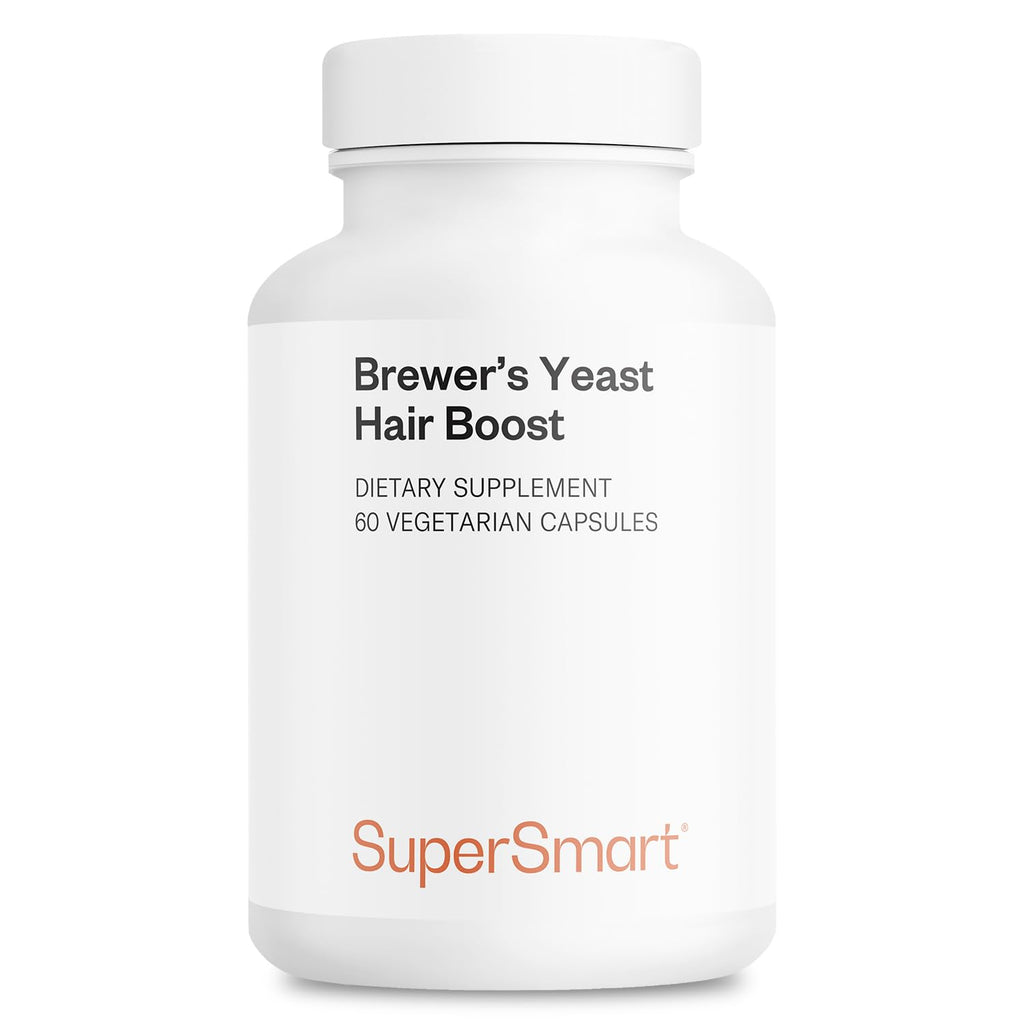 SuperSmart - Brewer's Yeast Hair Boost (Advanced Formula) - with Saccharomyces Cerevisiae, Zinc, Biotin - Hair Supplement | Non-GMO - 60 Vegetarian Capsules