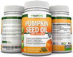 Pumpkin Seed Oil - 1000MG - 180 Softgels - Cold-Pressed Natural Pumpkin Seed Oil - Natural Source of Essential Fatty Acids - Great for Hair Growth, Prostate Health and GI Tract