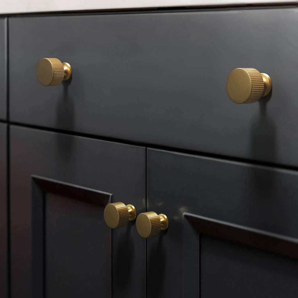 RZDEAL 6pcs Solid Brass Cabinet Knobs Pulls Cabinet Drawer Dresser Gold Knobs Modern Handles (1"x1"/25mmx25mm),Brushed Brass Finish