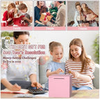 hizgo Adults Pink Piggy Bank, Stainless Steel Piggy Bank for Adults/Kids Must Break to Open, Unopenable Money Saving Box(7.9-inch, Pink)