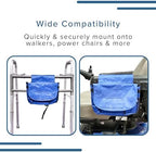 AlveyTech Saddle Bag for Mobility Scooter, Wheelchair, & Electric Power Chair (Small, Blue) - Accessories Holder Armrest Side Pouch Storage Organizer Bags for Adults, Water-Resistant, Easy Install