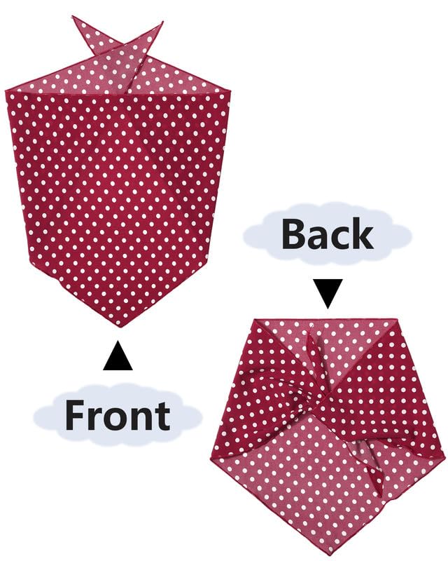 AWAYTR 3Pcs Hair Bandanas Head Kerchief for Women Girls Tie-Back Boho Hair Scarf Headband Bandana Triangle Head Scarf (Polka Dot - Red/Black/Dark Blue)