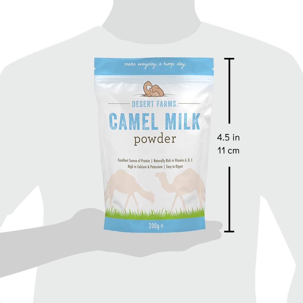 Desert Farms Organic Whole Camel Milk Powder Certified PALEO and KETO Allergen Free Non-GMO Easy to Mix Powder Milk - Excellent Replacement For Goat and Soy Milk - Packaged In The USA (200 Grams)