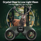 15x30 Compact Binoculars for Adults and Kids - Occer Large View High Powered Binoculars for Bird Watching - Lightweight Easy Focus Binocs with Low Light Vision for Hunting Cruise Ship Travel