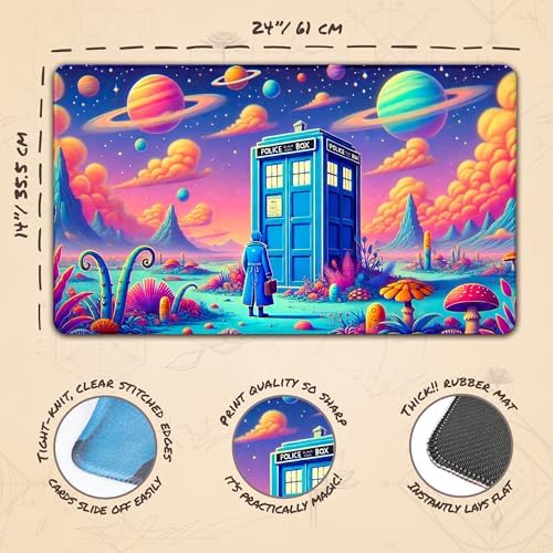 Tardis in Space (Stitched) - Doctor Who, MTG Playmat - Compatible with Magic The Gathering Playmat - Play MTG, YuGiOh, TCG - Original Play Mat Art Designs & Accessories